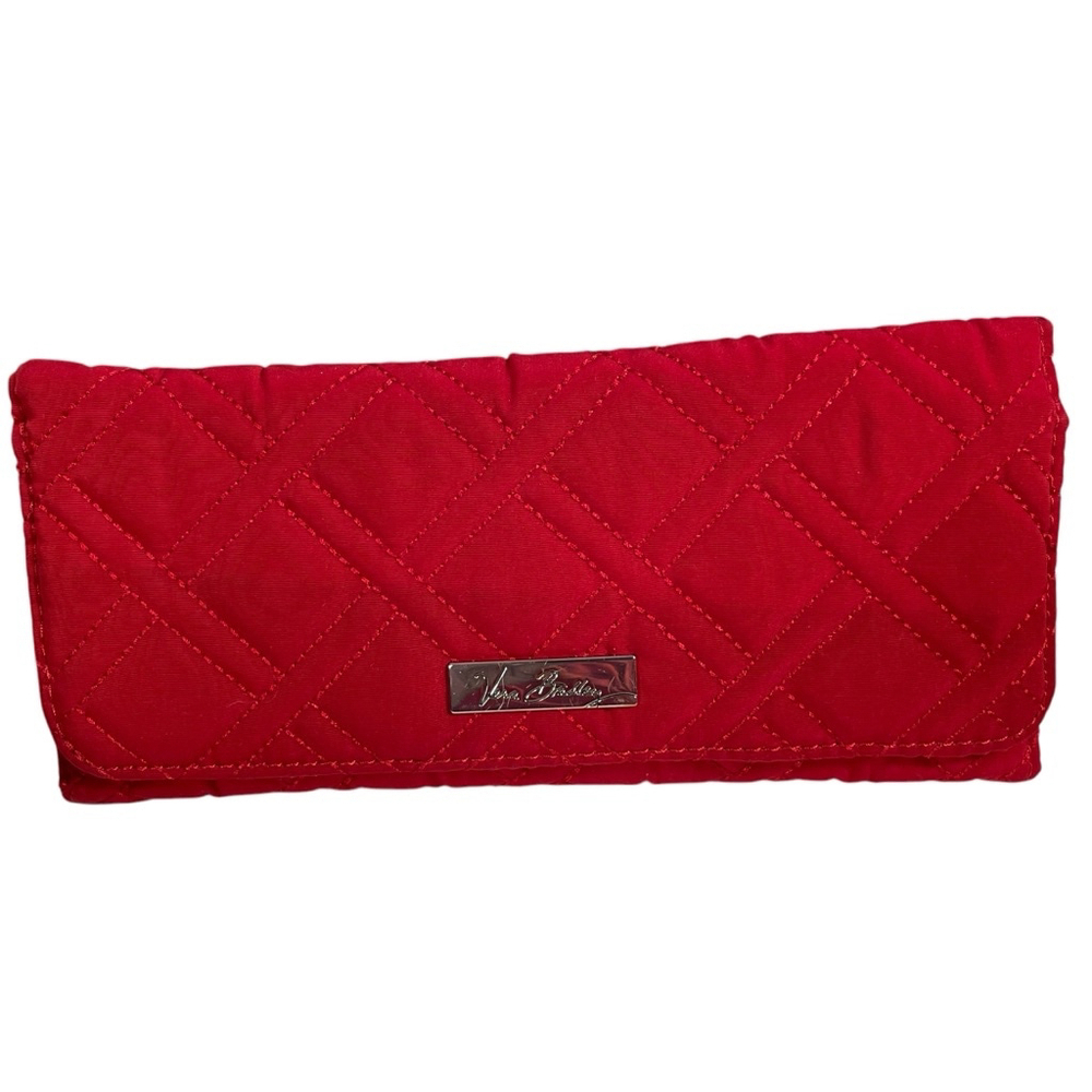 Vera Bradley Long Quilted Red Silver Multicolor Wallet Multiple Card slots